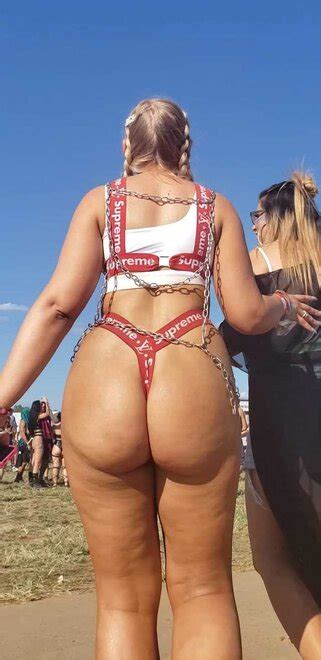 Blonde With Thong Devouring Cheeks Porn Pic