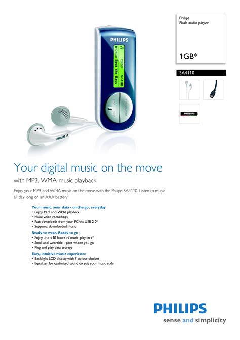 Download free pdf for Philips SA4110 MP3 Player manual