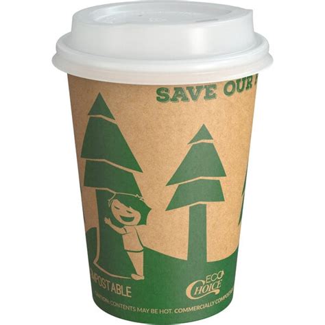 EcoChoice Oz Kraft Tree Print Hot Cup And Lid Pack