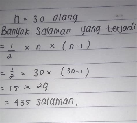 Dalam Suatu Pesta Banyak Tamu Yang Hadir Adalah 30 Jika Para Tamu