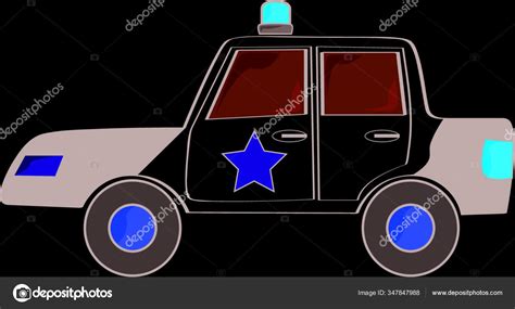 Cartoon Illustration Black White Police Car Stock Vector Image by ...