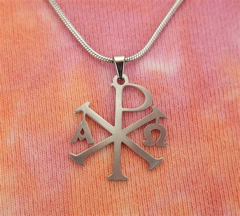 Alpha Omega Chi Rho Necklace Christogram Chrismon Charm - Etsy