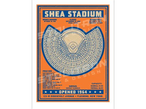 Shea Stadium Seating Chart Diagram Poster 12x18, 16x20, 18x24, or 24x36 ...