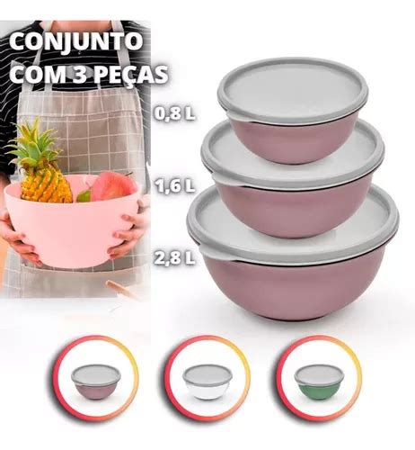 Conjunto Pe As Bowl Tigela Potes Saladeira Bacia C Tampa Escorrega