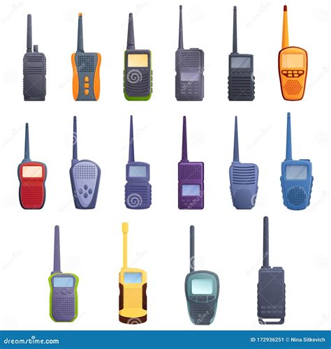 Walkie Talkie Icons Set Cartoon Style Stock Vector Illustration Of