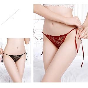 Women S Side Tie Panties Wild Lace Bikini Adjustable G String Underwear Black At Amazon Womens