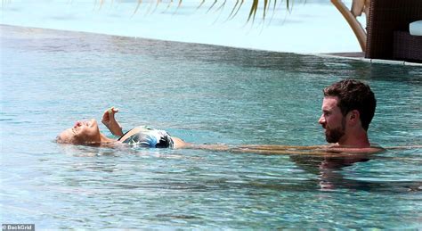 Kerry Katona Wears Palm Print Bikini On Maldives Beach Holiday Daily Mail Online