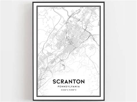 Scranton Map Print Scranton Map Poster Wall Art Pa City Map | Etsy