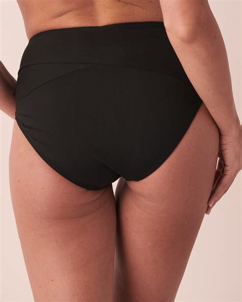 RIB High Waist Bikini Bottom Black La Vie En Rose