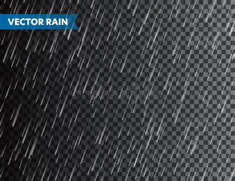 Realistic Rain Texture On Transparent Background Rainfall Water Drops