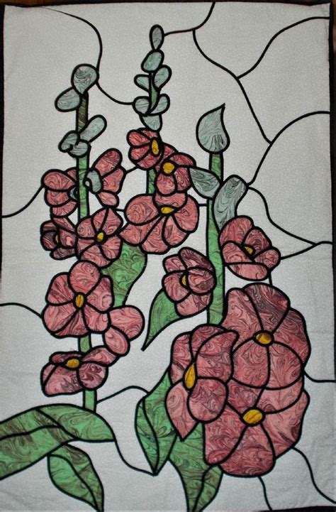 Hollyhocks By Katie Lane Stained Glass Wall Hanging Etsy Stained Glass Glass Wall Stained