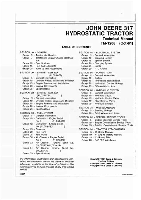 John Deere Hydrostatic Tractor Type Technical Service Manual