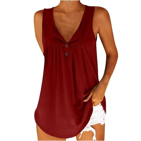 Smihono Womens Tops Womens Tank Top Womens Fashion Blouse Sleeveless Casual Solid Round Neck