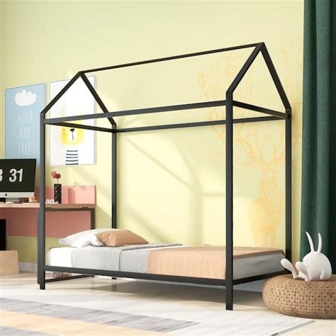 Reviews For Harper Bright Designs Black Twin Size House Metal