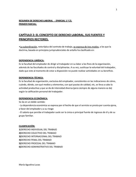 Resumen De Derecho Labora Resumen De Derecho Laboral Parcial Y