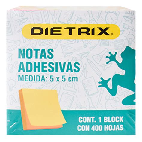 Notas Adhesivas Dietrix 2 X 2 Pulgadas Colores Neón Con 400 Hojas