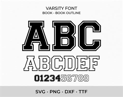 Varsity Font Svg Ttf Book College Font Svg Sports Font Svg School Font