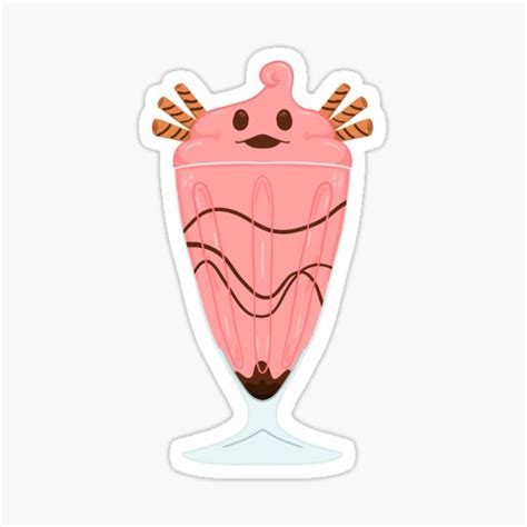 Axolotl Chocolate Drizzle Strawberry Milkshake Sticker By Vodkmw