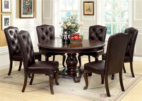 Bellagio Brown Cherry Round Pedestal Dining Table From Furniture Of