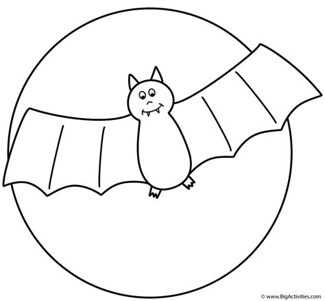 Bat with the moon - Coloring Page (Animals)