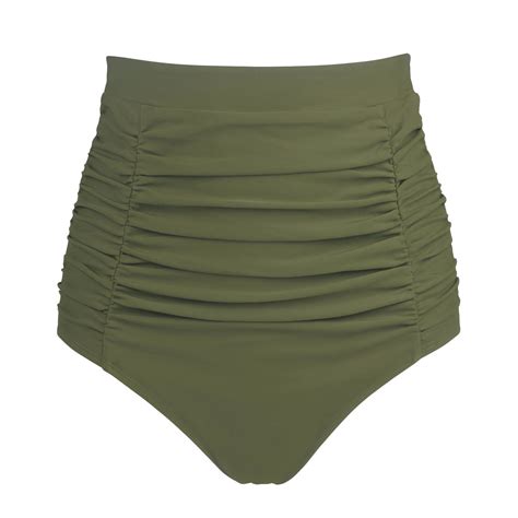 RELLECIGA Women S Army Green High Waisted Ruched Bikini Bottom Size XXX Large Walmart