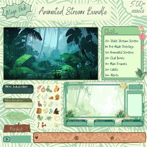 Jungle Twitch Overlay Template Green Twitch Theme OBS Stream Overlay