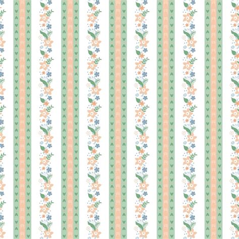 Floral preppy seamless pattern decorated coquette vertical stripes