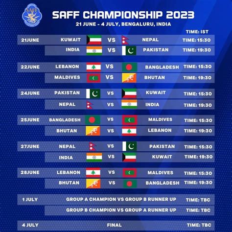 SAFF Championship Match Schedule : r/IndianFootball