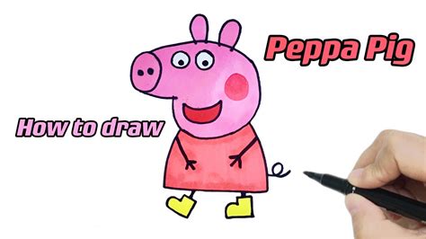 How To Draw Peppa Pig In Golden Boots With Colorful Markers Peppa Pig