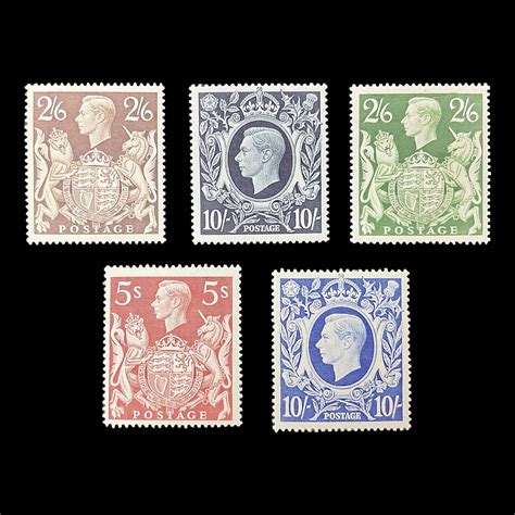 Great Britain King George Vi Set Of Five Stamps Including Ten