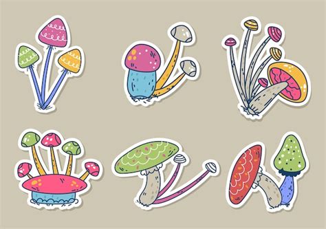 Premium Vector | Retro mushroom vintage psychedelic groovy stickers ...