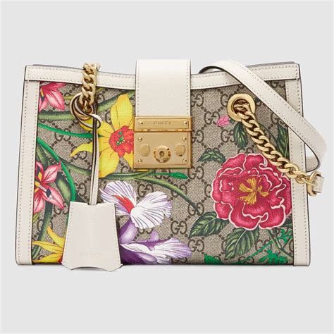 Gucci Gg Women Ophidia Gg Flora Small Shoulder Bag In Beigeebony Gg