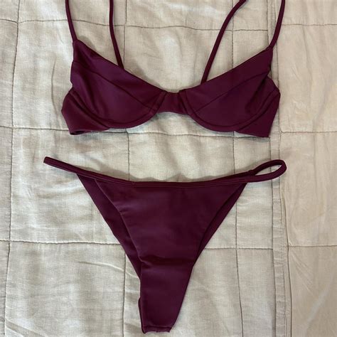 Benoa Swimwear Wine Bikini SET Shea Top Size S Depop