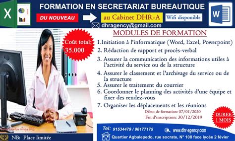 PROGRAMME DE FORMATION EN SECRETARIAT BUREAUTIQUE RENTREE ACADEMIQUE