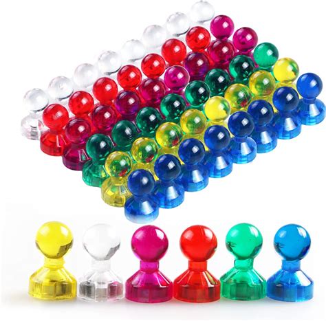 50 PCS Push Pin Magnets Office Magnets 7 Assorted Color Strong Fridge