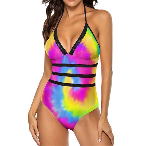 Festival Tie Dye Swimsuit Print Push Up Swimwear One Piece Holiday Pool