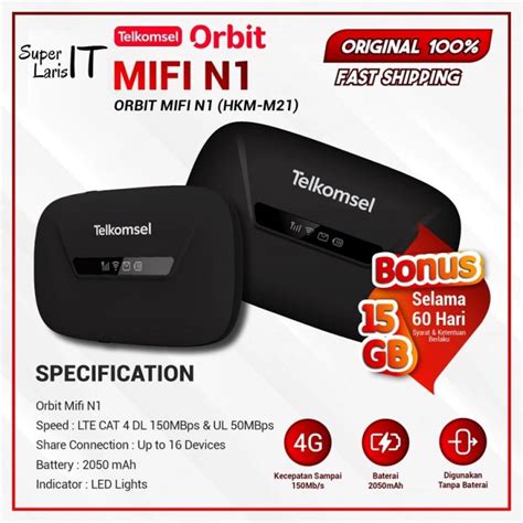 Modem Wifi 4G Telkomsel Orbit Mifi N1 Portable Free Kuota Lazada