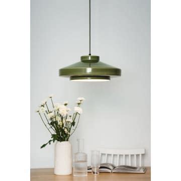 Patricia Lobo Olive Green Ruffo Ceramic Pendant Lamp Groene Lamp