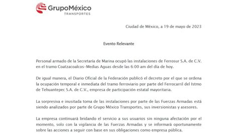 Por decreto toman instalaciones de Ferrosur de Grupo México Uno TV