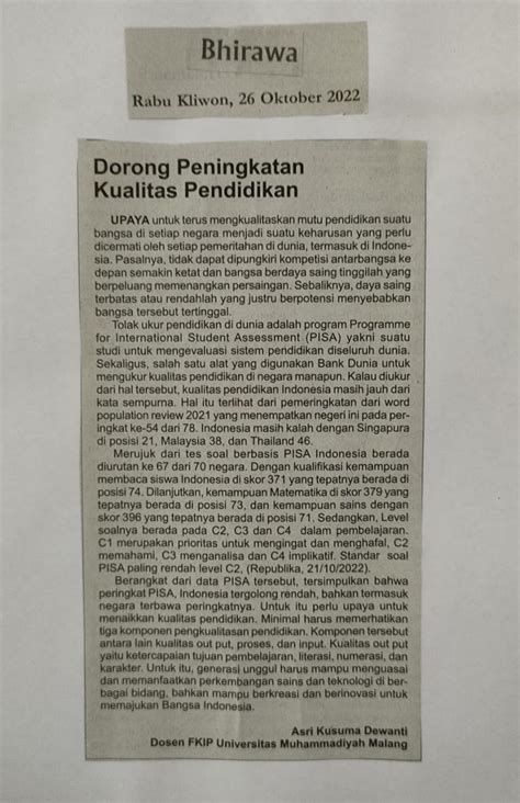 Dorong Peningkatan Kualitas Pendidikan Bhirawa Umm Dalam Berita