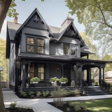 12 Grey House With Black Trim Inspirations For A Striking Facade