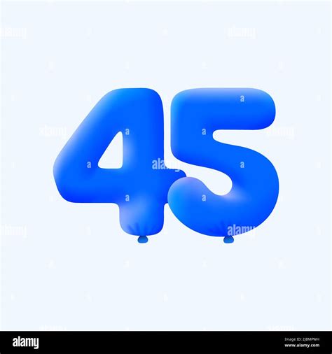 Blue 3d Number 45 Balloon Realistic 3d Helium Blue Balloons Vector