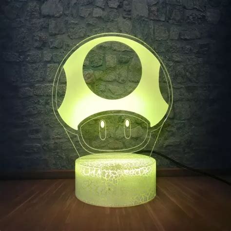 Lampara Led Acrílico Champiñón De Super Mario Bros Hongo en venta en