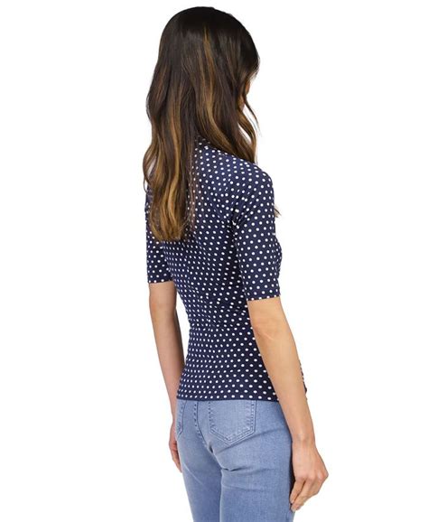 Michael Kors Womens Dot Print Ruched Mock Neck Top Macys