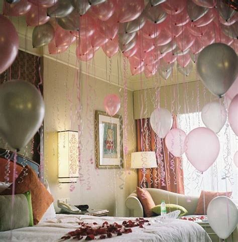 Pink Balloons Rose Petals Hotel Room Romantic Ideas For Travel