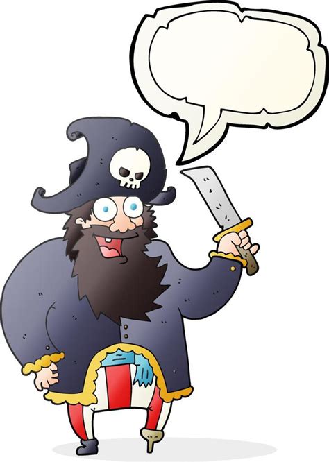 Freehand Drawn Speech Bubble Cartoon Pirate Captain Vector Art