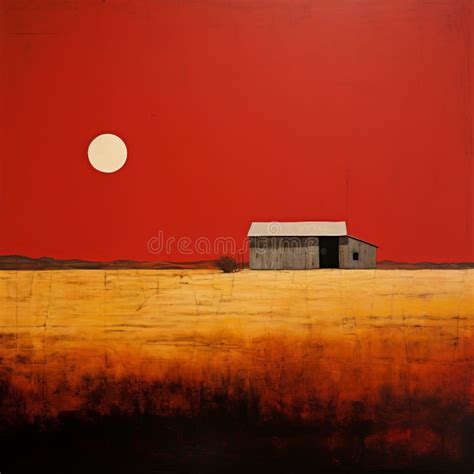 Romantic Moonlit Seascapes A Monochromatic Abstraction Of A Brown Barn