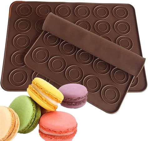 SNAGAROG 2 Pcs Macaron Baking Mat Silicone Baking Mat 48 Holes