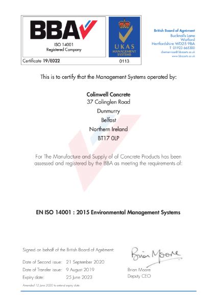 En Iso 14001 Environmental Management Systems Colinwell Masonry Nbs