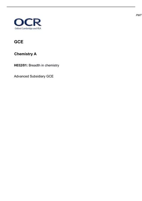 November 2020 Ms Paper 1 Ocr A Chemistry As Level Marking Scheme